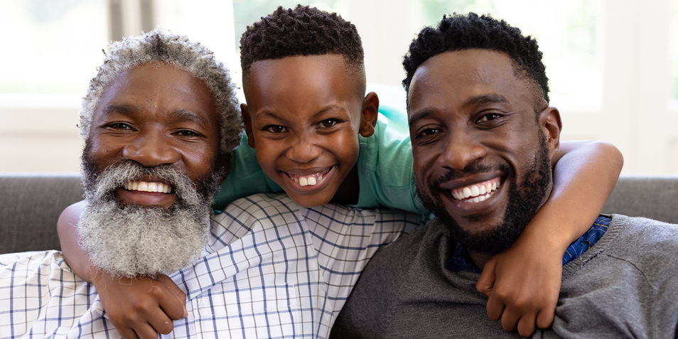 A family with a healthy-looking beard growth.